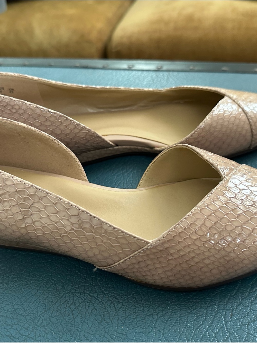 Naturalizer Nude Snake-Embossed D'Orsay Flats